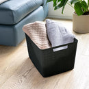 Curver Jute Large Decorative Plastic Organization and Storage Baskets, Perfect Bins for Home Office, Closet Shelves, Kitchen Pantry and All Bedroom Essentials, Pack of 4, Black by TinyTreasures Baby Boutique
