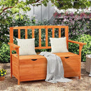 AVAWING Outdoor Storage Bench, Wooden Garden Bench Weatherproof, Patio Benches for Outside, 2-Seat Front Porch Bench, Park Bench for Deck, Lawn, Backyard(Natural) by CozyNest Decor