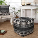 REDEARTH · Tufted Pouf Ottoman with Filler Textured Storage Cube Bean Bag Pouffe Footrest for Living Room, Bedroom, Nursery, Kidsroom; 100% Cotton (17.5"X17.5"X17.5", Ziggurat Obsession Black) by CozyNest Decor