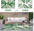 GENIMO Outdoor Rug 5' x 8' Waterproof for Patios Clearance, Reversible Plastic Straw Camping Rug Carpet, Large Area Rugs Mats for RV, Picnic, Backyard, Deck, Balcony, Porch, Dark Green&White by CozyNest Decor