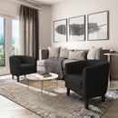 BELLEZE Living Room Chairs Set of 2, Teddy Polyester Accent Barrel Chairs, Club Tub Sofa Chairs for Bedroom, Corner Chairs with Flared Legs and Cozy Soft Padding - Highland (Teddy Black) by CozyNest Decor