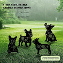 4 Pack Bulldog Metal Garden Decorative Stakes, Weather Proof Puppy Silhouette Statues for Yard, Patio,Outdoor Decor for Bulldog Lovers and Pet Owners by CozyNest Decor