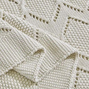 Longhui bedding Chunky Cotton Knit Throw Blanket for Couch, Sofa, Bed, or Chair, Decorative Breathable Fall Cable Knit Blanket 51 x 63 Inches, Beige by CozyNest Decor