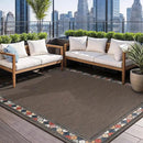 Beverly Rug Outdoor Rug 9x12 Modern Bordered Large Area Rugs for Indoor and Outdoor Patio Easy to Clean Non Shedding Living Room Porch Garden Washable Outside Carpet (9 x 12 Brown) by CozyNest Decor