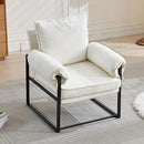 YISHENG Accent Chair with 6-Angle Adjustable Backrest, Chenille Fabric Living Room Chair Upholstered Lounge Chair, Modern Chair Cozy Reclining Chair for Reading Room, 1PC White by CozyNest Decor