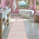 Pink 3x10 Runner Rug for Hallways Bed Side Kitchen, Boho Washable Distressed Low-Pile Floor Entryway Long Bathroom Mat, Non-Slip Laundry Room Washstand Front Carpet Green 36x84 Inch by TinyTreasures Baby Boutique