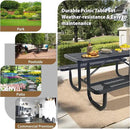 4FT Metal Picnic Tables for Outdoors, Commercial Rectangular Picnic Table and Bench Set for Outside, Patio, Garden, Backyard, Porch, Surface Mount, Black by GreenHaven Gardens