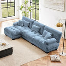 Modular Sectional Sofa, Comfy Cloud Couch 3 Seater Couch with Ottoman, Sectional Couches for Living Room, Modern Chenille L Shaped Couches, Sleeper Deep Seat Sofa with Throw Pillows, Blue by CozyNest Decor