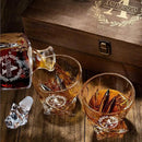 Frolk Personalized Whiskey Decanter and Stones Set - Customized Gift for Him - Men, Dad, Father - Twisted Whiskey Decanter, 2 XL Glasses, 6 XL Whiskey Chillers, 2 Coasters, Tongs, Pouch in Wooden Box by CozyNest Decor