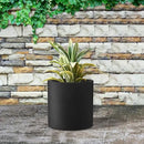 Kante 9.8" Dia Round Concrete Planter, Modern Style Large Cylindrical Plant Pot with Drainage Hole and Rubber Plug for Indoor Outdoor Patio, Black by GreenHaven Gardens