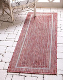 Unique Loom Outdoor Border Collection Area Rug - Soft Border (2' x 8' Runner, Rust Red/ Ivory) by GreenHaven Gardens