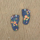 Stepping Stones Garden Decorative Stones for Patio, Deck, Garden or Sidewalk Home Decor Footprint Shaped Stepping Stones Set of 2 （Dark Grey） by CozyNest Decor