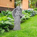 Outdoor Statues Angel Décor Garden Statue- 23.5" H Angel Statue,Resin Angel with Bird Figurine, Ideal for Yard, Patio, Deck, Home Entryway, and Hallway（Grey） by CozyNest Decor