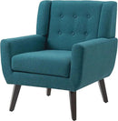 UIXE Accent Chair, Modern Upholstered Armchair in Fabric for Living Room, Comfy Club Arm Chairs Single Sofa Button Tufted Bedroom Reading Seat - Turquoise Blue, Set of 2 by CozyNest Decor