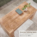 OKD 48" Modern Farmhouse Coffee Table, Wooden Living Room Table with Hidden Storage Drawer, Rustic Rectangular Center Tables w/Wood Thick Design for Living Room, Office, Light Knotty Wood by CozyNest Decor