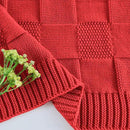 CozeCube Knit Throw Blanket,Christmas Red Checkered Bedroom Blanket for Couch,Soft Cozy Warm Knitted Blanket for Bed Sofa Living Room,Decorative Spring Fall Throw Blanket 50"X60",Christmas Red by CozyNest Decor