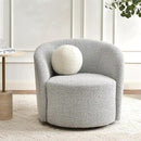 KINWELL Sherpa Swivel Barrel Chair & Round Ball Pillow Set - 34" Wide Modern Boucle Accent Chair with 9” Matching Nordic Decorative Throw Pillow for Living Room and Bedroom(Black White) by CozyNest Decor
