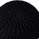 BIRDROCK HOME Round Pouf Ottoman | Cotton Braided Foot Stool with Bean Bag Filling | Boho Foot Rest for Living Room & Bedroom | Compact & Comfortable Seating, Lightweight & Soft | Black by CozyNest Decor