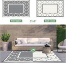 GENIMO 5 ' x 8 ' Outdoor Rug for Patio, Waterproof Indoor Outdoor Plastic Straw Rugs Carpet, Reversible Outside Area Mat for Camping, Balcony Porch, Deck, Picnic, Beach Grey & Beige White by GreenHaven Gardens