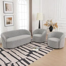 KINWELL 34" W Swivel Barrel Chair Set of 2, Mid Century Modern Round Upholstered Boucle Swivel Accent Chairs, No Assembly Sofa Chair for Living Room Bedroom Reading, Black White by CozyNest Decor