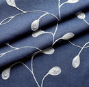 MIUCO Floral Embroidered Semi Sheer Curtains Faux Linen Grommet Curtains for Bedroom 52 x 84 Inch 2 Panels, Navy Blue by CozyNest Decor