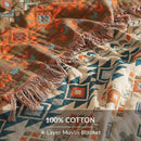 Boho Throw Blanket for Couch Sofa Bed, 100% Cotton Woven Quilt with Tassel 60”x80”, Super Soft Muslin Blanket with Patchwork Printed, Decorative Reversible Bed Blanket/Cover for All Seasons by CozyNest Decor