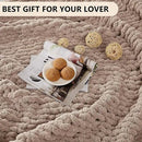L'AGRATY Chunky Knit Blanket Throw: 80''x90'' Chenille Chunky Knitted Throw Blankets for Bed Couch - Handmade Thick Big Cable Knit Blanket - Large Crochet Rope Blankets for Home Decor(Light Taupe) by CozyNest Decor