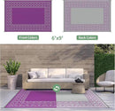 GENIMO Outdoor Rug Waterproof 6'x9' for Patio, Foldable Reversible Plastic Straw Carpet for Travel Trailers, Outside Area Mat for Rv, Deck, Picnic, Porch, Camper, Balcony, Beach, Purple & Grey by CozyNest Decor