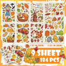 Fall Window Clings Decorations - Leaves Pumpkin Scarecrow Autumn Clings for Glass Windows, Double Sided Reusable Window Stickers, Cute Large Thanksgiving Harvest Window Decals-184 PCS/9 Sheet by CozyNest Decor