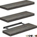 QEEIG Floating Shelves for Wall Bathroom Shelf Bedroom Kitchen Living Room Hanging Book Shelves Small Farmhouse Decor 16 inch Set of 3, Grey (015-GY3) by CozyNest Decor