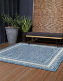 Unique Loom Outdoor Border Collection Area Rug - Soft Border (10' Square Blue/Ivory) by GreenHaven Gardens