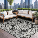 Beverly Rug Outdoor Rug 6x9 Modern Exotic Tropical Leaf Area Rugs for Indoor and Outdoor Patio Deck Porch Garden Water Resistant Washable Outside Carpet (6 x 9 Dark Gray) by GreenHaven Gardens