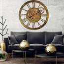 The Gears Clock 36'' Inch Real Moving Gear Wall Clock Vintage Industrial Oversized Rustic Farmhouse (Gold Antique) by CozyNest Decor