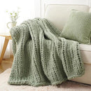 Battilo Chunky Knit Throw Blanket, Soft and Thick Chenille Throw Blanket, 50"x60" Handmade Cable Knit Crochet Blanket, Large Rope Knot Throw Blankets for Couch Sofa Bed Home Decor, Light Green by CozyNest Decor