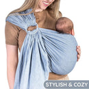 Baby Ring Sling Lightweight 100% Cotton Wrap Newborn, Toddler, Infant, Holder, Adjustable, Breathable, Travel Baby Carrier Sling Dark Blue by TinyTreasures Baby Boutique
