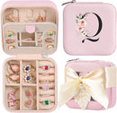 AYGXU Travel Jewelry Box for Women and Girls - Small Case With Initial A-Z - Teacher Gifts by TinyTreasures Baby Boutique