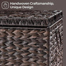 Handwoven Storage Basket with Lid, 165L Plastic Rattan Storage Bin, Leather Buckle & Metal Frame, Large Metal Ring Handles, Storage Trunk for Bedroom, Laundry Room by CozyNest Decor