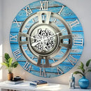 The Gears Clock Real Moving Gear Wall Clock England Line (Ocean Blue, 24 inches (60 cm)) by CozyNest Decor