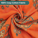 Throw Blanket for Couch Bed Chair,100% Cotton Soft Lightweight Blanket Rustic Quilt -Orange Floral Printed Farmhouse Decor Bed All Season Blankets,90"×98" by CozyNest Decor