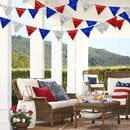 pinkblume Red Blue Silver Decorations Double Sided Sequin Fabric Triangle Pennant Banner Flag Bunting Garland for Nursery Classroom Home Bedroom Wall 4th of July American Veterans USA Holiday Decor by GreenHaven Gardens