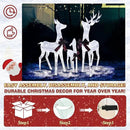 4.5FT Lighted Reindeer Family Set for Christmas Decoration, 3 Pieces Pre-Lit Iridescent Deer Xmas Decor with 200 LED Lights, 3D Glittered Standing Holiday Display for Outdoor, Indoor, White by CozyNest Decor