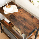 HOOBRO End Table with Charging Station, Simple Rustic Side Table with 3-Tier Storage Shelf, Narrow Nightstand for Small Spaces, for Living Room, Industrial Design, Rustic Brown and Black BF149UBZ01 by CozyNest Decor