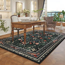 5x7 Washable Rug Vintage Floral Botanical Area Rug Non Slip Low Pile Large Rugs for Living Room, Bedroom, Farmhouse, Dining Room, Kids Playroom, Black by TinyTreasures Baby Boutique
