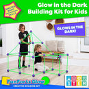 Fun Forts Glow Fort Building Kit for Kids - 81 Pack Glow in The Dark STEM Building Toys Indoor Outdoor Play Tent for Kids Construction Toys with 53 Rods and 28 Spheres by TinyTreasures Baby Boutique