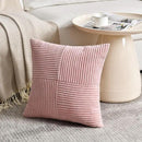 Fancy Homi 2 Packs Blush Pink Decorative Throw Pillow Covers 22x22 Inch for Living Room Couch Bed Sofa, Rustic Farmhouse Boho Home Decor, Soft Corss Corduroy Patchwork Accent Cushion Case 55x55 cm by CozyNest Decor