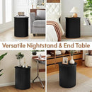 AVZEAR Fluted Round Side Table Small Mid Century End Table, 17.7" Fluted Nightstands Modern Circle Bedside Tables, Black Wood Night Stand for Small Spaces, Living Room, Bedroom (Black) by CozyNest Decor