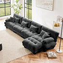 Modern L-Shaped Couch, 4-Seater Cloud Couch, Oversized Loveseat Sectional Sofa, Chenille Fabric, Grey by CozyNest Decor