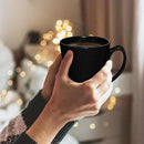 DISCOUNT PROMOS Glossy Ceramic Latte Coffee Mug 12 oz. Set of 10, Bulk Pack - Perfect for Tea, Espresso, Cappuccino, Hot Cocoa - Black by CozyNest Decor