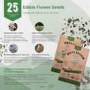 Organo Republic 25 Edible Flower Seeds Variety Pack- Indoor/Outdoor. 8000+ Non-GMO Heirloom: Anise, Hyssop, Nasturtium, Pansy, Echinacea, Lavender, Chives Seeds & More by GreenHaven Gardens