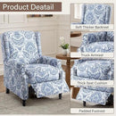 UIXE Floral Pushback Recliner Chair, Fabric Upholstered Armchair Push Back Accent Chair for Living Room, Rivet Trim Club Chair Home Theater Single Sofa Reading Seat - Navy Blue by CozyNest Decor